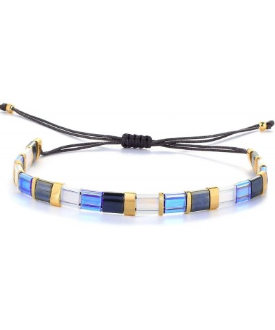 Colorful Tila Beaded Bracelets Women Strand Friendship Bracelet Handmade New Link Cuff Bracelets Blue 01G $10.59 Bracelets