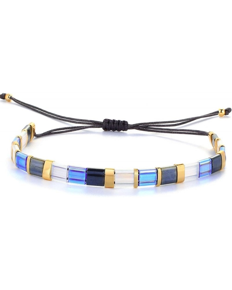 Colorful Tila Beaded Bracelets Women Strand Friendship Bracelet Handmade New Link Cuff Bracelets Blue 01G $10.59 Bracelets