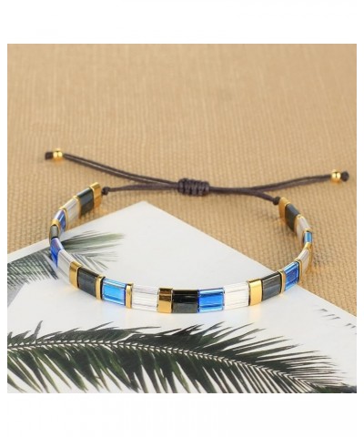 Colorful Tila Beaded Bracelets Women Strand Friendship Bracelet Handmade New Link Cuff Bracelets Blue 01G $10.59 Bracelets