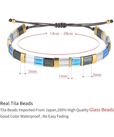 Colorful Tila Beaded Bracelets Women Strand Friendship Bracelet Handmade New Link Cuff Bracelets Blue 01G $10.59 Bracelets