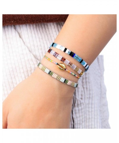 Colorful Tila Beaded Bracelets Women Strand Friendship Bracelet Handmade New Link Cuff Bracelets Blue 01G $10.59 Bracelets