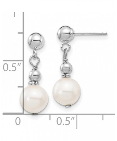 14k White Gold 7-8mm White Semi-round Freshwater Pearl Dangle Post Earrings 7x7 mm $41.40 Earrings