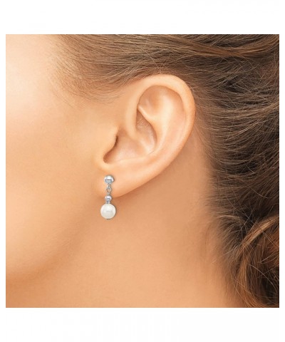 14k White Gold 7-8mm White Semi-round Freshwater Pearl Dangle Post Earrings 7x7 mm $41.40 Earrings