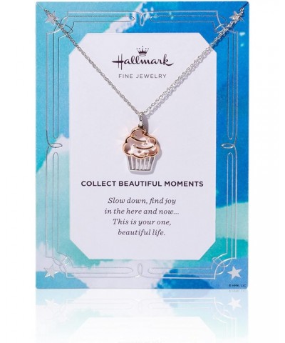 Beautiful Moments Cupcake Necklace Pendant in Sterling Silver and 14K Rose Gold with Diamonds $32.50 Necklaces