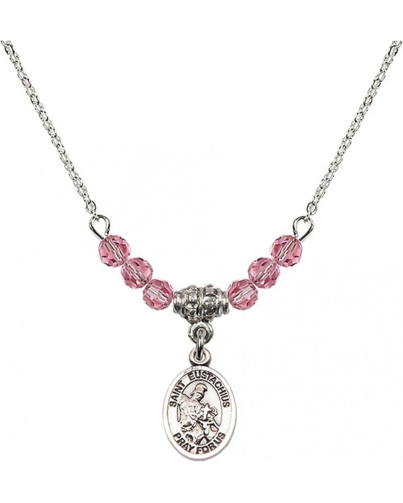 October Birth Month Bead Necklace with Catholic Patron Saint Petite Charm, 18 Inch Saint Eustachius $44.05 Necklaces