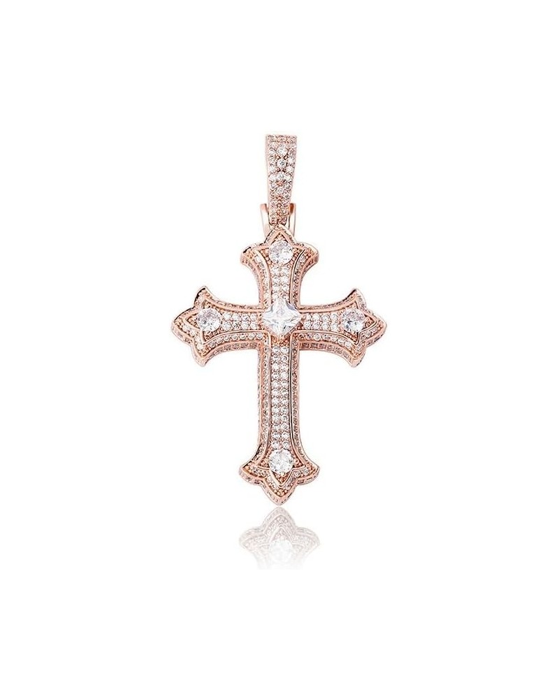 Exquisite 14K Gold Moissanite Stone Cross Pendant Necklace for Women,Breathtaking Christian Charm Necklace,Unique Jewelry Gif...