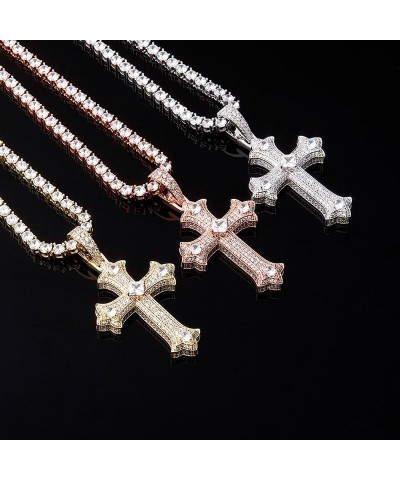 Exquisite 14K Gold Moissanite Stone Cross Pendant Necklace for Women,Breathtaking Christian Charm Necklace,Unique Jewelry Gif...