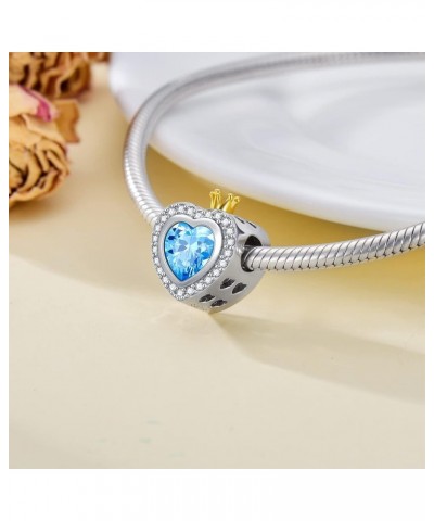 Personalized Photo Charm for Women 925 Sterling Silver Heart Shaped Simulated Birthstone Bead Charm March $22.34 Bracelets