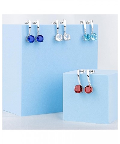 3 CT Birthstone Earrings for Women Drop Dangle – 925 Sterling Silver Gemstone Earrings – 8 mm Dangling Stone with Push Back H...