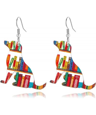 Funny Acrylic Teacher Student Animal Drop Dangle Earrings for Women Girls Cute Cat Dog Elephant Book Reading Earrings Back to...