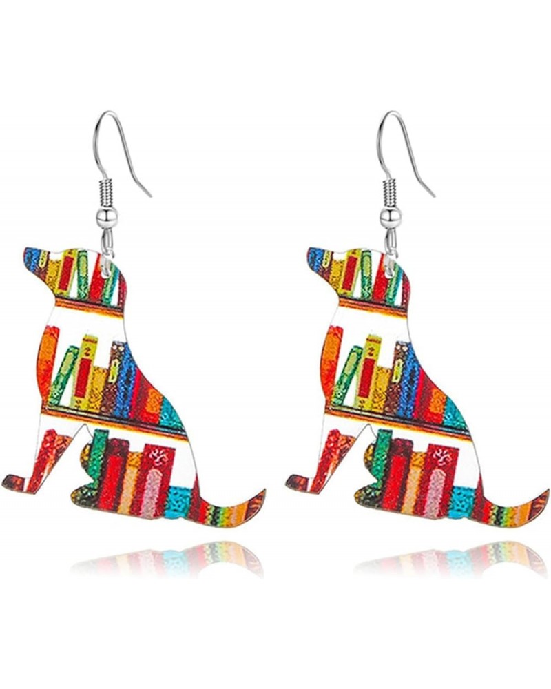 Funny Acrylic Teacher Student Animal Drop Dangle Earrings for Women Girls Cute Cat Dog Elephant Book Reading Earrings Back to...