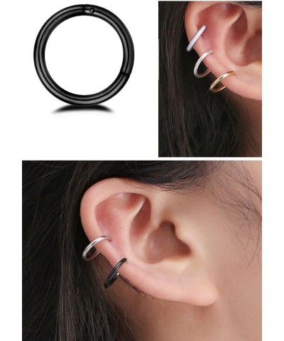 8Pcs Surgical Stainless Steel 16G Sleeper Cartilage Tiny Hoop Earrings Septum Hinged Clicker Nose Ring Helix Tragus Piercings...