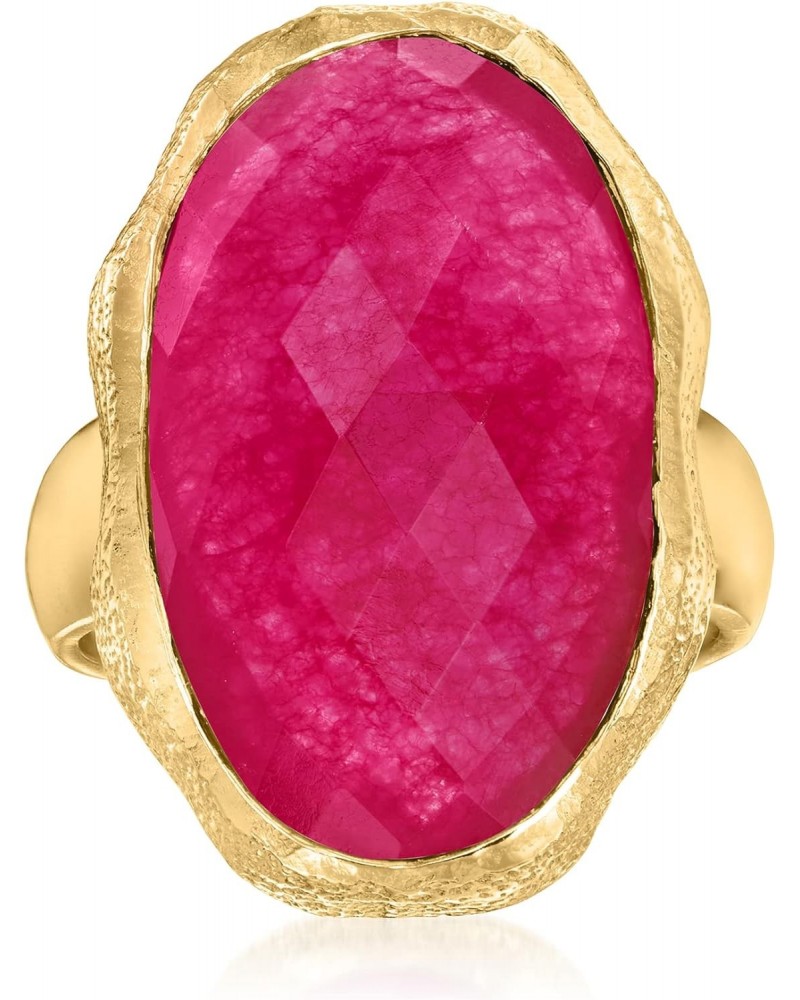 25.00 Carat Pink Quartz Ring in 18kt Gold Over Sterling $42.30 Rings