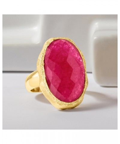 25.00 Carat Pink Quartz Ring in 18kt Gold Over Sterling $42.30 Rings