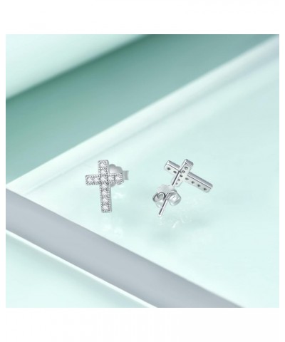 925 Sterling Silver Cross Earrings for Women Teen Girls Cz Cross $9.00 Earrings