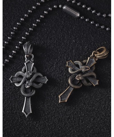 Double Snake Cross Pendant for Necklace, Men Women Amulet Cross Pendant Necklace, Snake Jewelry Come Gift Box for Men Women(C...