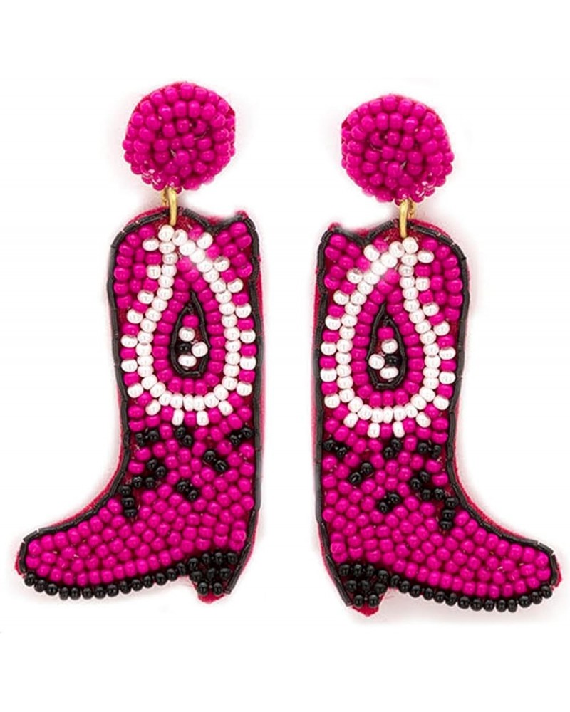 Beaded Western Cowgirl Boots and Hat Dangle Earrings for Girls and Women Fashion Paisley Boots-FU $9.17 Earrings