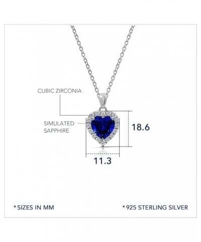 2.5 cttw Simulated Gemstone Heart Halo with Cubic Zirconia Accents Birthstone Pendant Necklace for Women Mother's Day Gift, P...