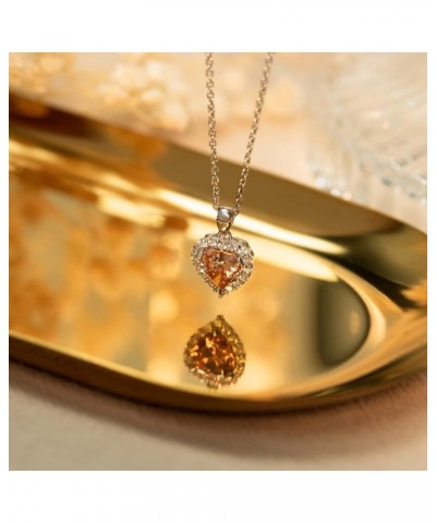 2.5 cttw Simulated Gemstone Heart Halo with Cubic Zirconia Accents Birthstone Pendant Necklace for Women Mother's Day Gift, P...