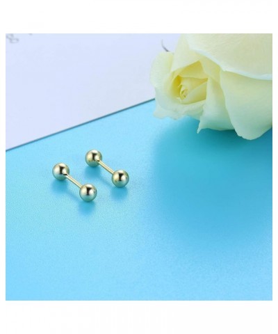 Sterling Silver Barbell Cartilage Stud Earrings 1/4'' 6mm Tragus Helix Piercing Men Women Screw Ball Backs Sleeper Earrings G...