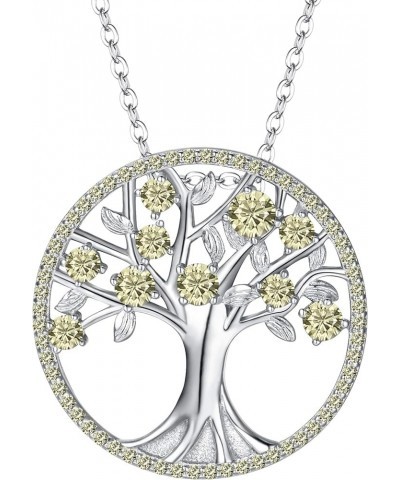 Gifts for Mom Girls Women 925 Sterling Silver CZ Tree of Life Birthstone Pendant Necklace for Mothers Day/Valentines Day/Birt...