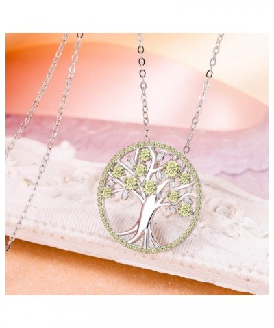 Gifts for Mom Girls Women 925 Sterling Silver CZ Tree of Life Birthstone Pendant Necklace for Mothers Day/Valentines Day/Birt...