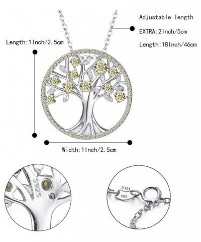 Gifts for Mom Girls Women 925 Sterling Silver CZ Tree of Life Birthstone Pendant Necklace for Mothers Day/Valentines Day/Birt...