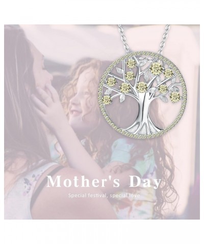 Gifts for Mom Girls Women 925 Sterling Silver CZ Tree of Life Birthstone Pendant Necklace for Mothers Day/Valentines Day/Birt...