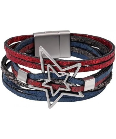 Boho Leather Wrap Bracelets Trendy Five-Pointed Star Stackable Cuff Bangle Bracelets Layered Charm For Women Girls Birthday C...