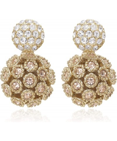 Circle Stud Front and Hollow Design Ball Back, Double Side Crystal Earrings GOLD $14.99 Earrings