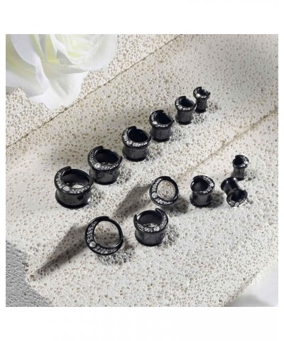 Stainless Steel Black Silver Cat on The Moon Ear Expander Piercing Tunnels Gauge 2g-16mm CZ, 00g-10mm $8.09 Body Jewelry