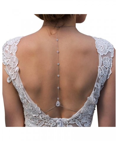 Rhinestone Waterdrop Back Chain Necklace Bridal Wedding Backdrop Chain Crystal Choker Rhinestone Waist Body Chain Women Waist...