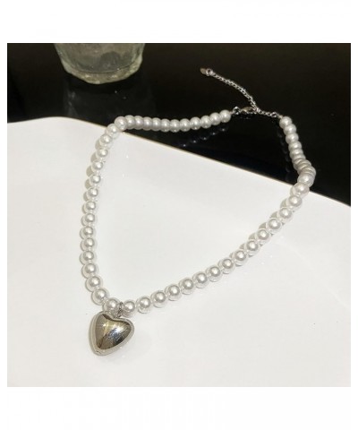 Pearl Choker Necklace for Women Heart Pendant Necklace Rhinestone Heart Necklace Pearl Necklace Bow Necklace Christmas Gifts ...