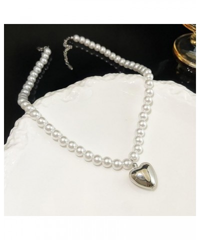 Pearl Choker Necklace for Women Heart Pendant Necklace Rhinestone Heart Necklace Pearl Necklace Bow Necklace Christmas Gifts ...