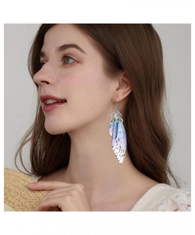 Butterfly Wing Drop Dangle Earrings Gold Plated Crystal Rhinestone for women girls wedding Jewelry Blue-Silver A $7.48 Earrings