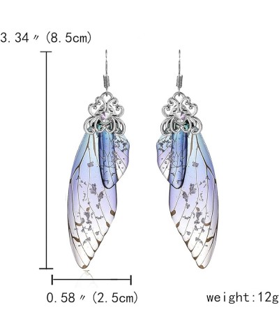 Butterfly Wing Drop Dangle Earrings Gold Plated Crystal Rhinestone for women girls wedding Jewelry Blue-Silver A $7.48 Earrings