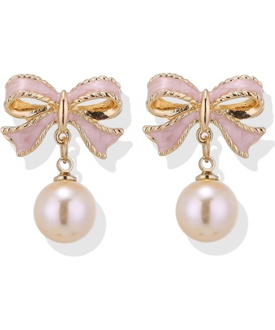 Pearl Bow Earrings Pearl Earrings for Women Rhinestone Bow Earrings for Teen Girls Trendy Stuff Valentines Day Gifts for Girl...