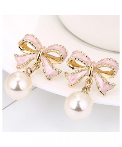 Pearl Bow Earrings Pearl Earrings for Women Rhinestone Bow Earrings for Teen Girls Trendy Stuff Valentines Day Gifts for Girl...