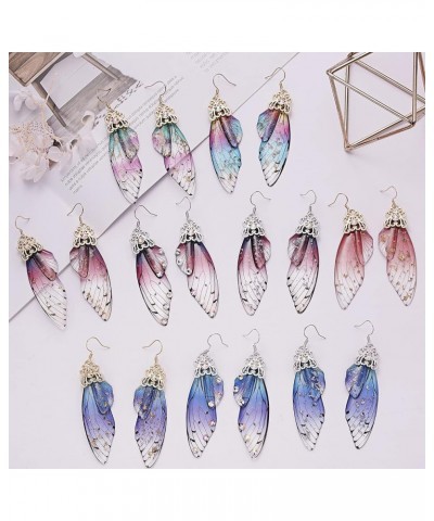 Butterfly Wing Drop Dangle Earrings Gold Plated Crystal Rhinestone for women girls wedding Jewelry Blue-Silver A $7.48 Earrings