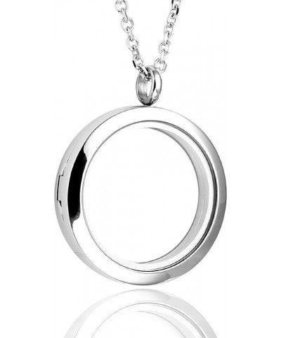 25mm/30mm Living Floating Memory Glass Locket Necklace - Stainless Steel Secure Buckle Closure 30mm(Clear Locket) $11.99 Neck...