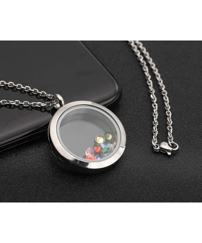 25mm/30mm Living Floating Memory Glass Locket Necklace - Stainless Steel Secure Buckle Closure 30mm(Clear Locket) $11.99 Neck...