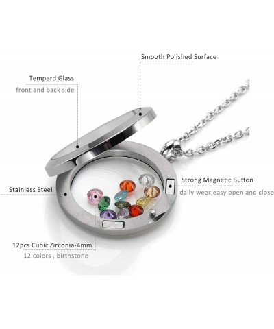 25mm/30mm Living Floating Memory Glass Locket Necklace - Stainless Steel Secure Buckle Closure 30mm(Clear Locket) $11.99 Neck...