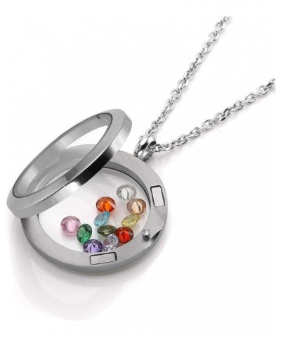 25mm/30mm Living Floating Memory Glass Locket Necklace - Stainless Steel Secure Buckle Closure 30mm(Clear Locket) $11.99 Neck...