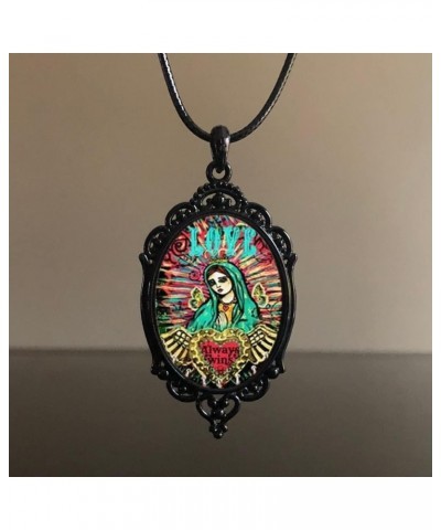 Guadalupe Cameo Necklace - Vintage Virgin Mary Pendent Necklace Mystic Religious Jewelry Gift for Women $9.85 Necklaces