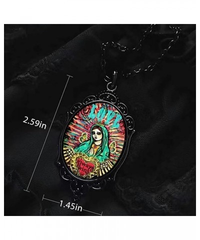 Guadalupe Cameo Necklace - Vintage Virgin Mary Pendent Necklace Mystic Religious Jewelry Gift for Women $9.85 Necklaces