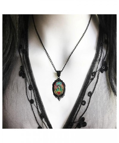 Guadalupe Cameo Necklace - Vintage Virgin Mary Pendent Necklace Mystic Religious Jewelry Gift for Women $9.85 Necklaces