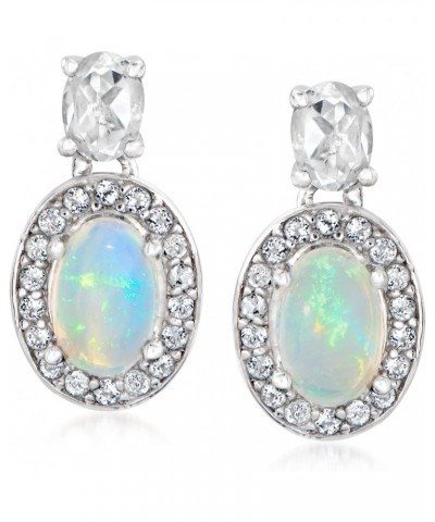 Opal and .60 ct. t.w. White Topaz Drop Earrings in Sterling Silver $46.06 Earrings