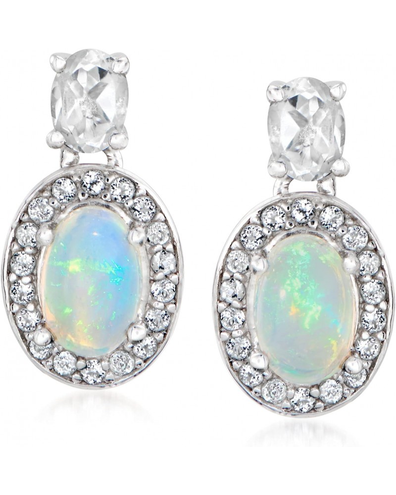 Opal and .60 ct. t.w. White Topaz Drop Earrings in Sterling Silver $46.06 Earrings