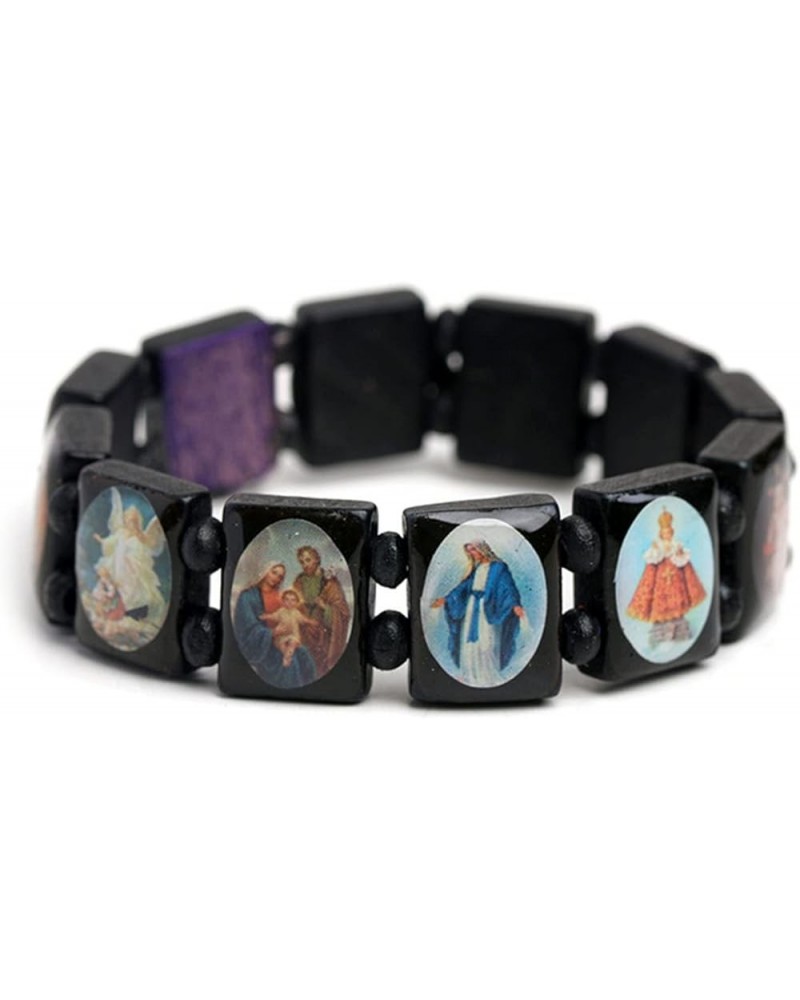 Unisex Wooden Rosary Bead Bracelet Religious Catholic Saints Icon Stretch Bracelet Elastic Bracelets Gifs BK $4.47 Bracelets