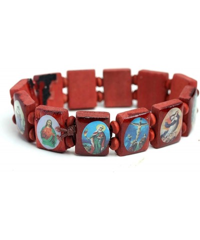 Unisex Wooden Rosary Bead Bracelet Religious Catholic Saints Icon Stretch Bracelet Elastic Bracelets Gifs BK $4.47 Bracelets